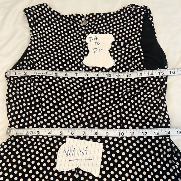 Tommy Hilfiger sz6 asymmetrical blue&white polka dot sleevelss back zip midi EUC - Picture 10 of 12